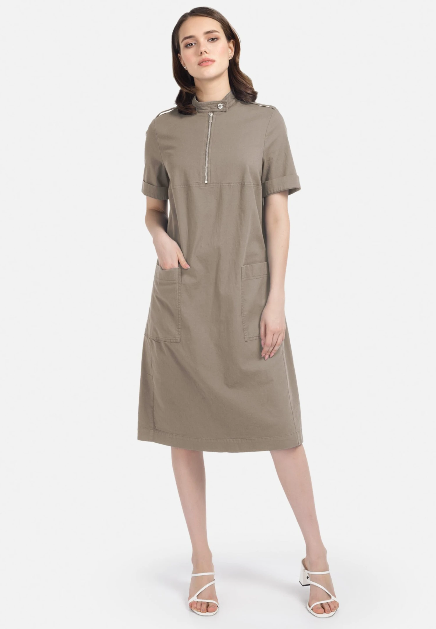 HELMIDGE Midi Jurken Jurk Dames Beige 4 HELMIDGE Midi Jurken Jurk Dames Beige - Afbeelding 2