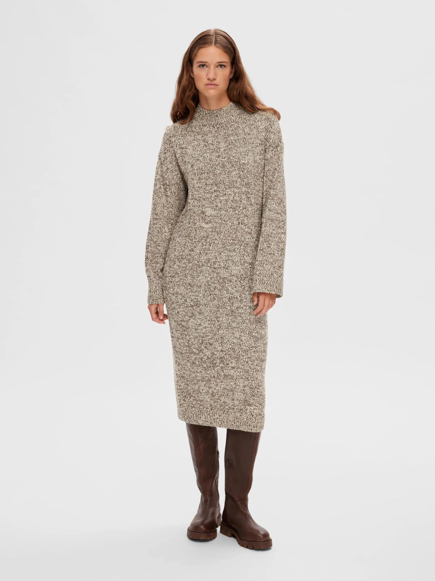 Selected Femme Gebreide Jurken Gebreide Jurk Riba Dames Donkerbruin 4 Selected Femme Gebreide Jurken Gebreide Jurk Riba Dames Donkerbruin - Afbeelding 2