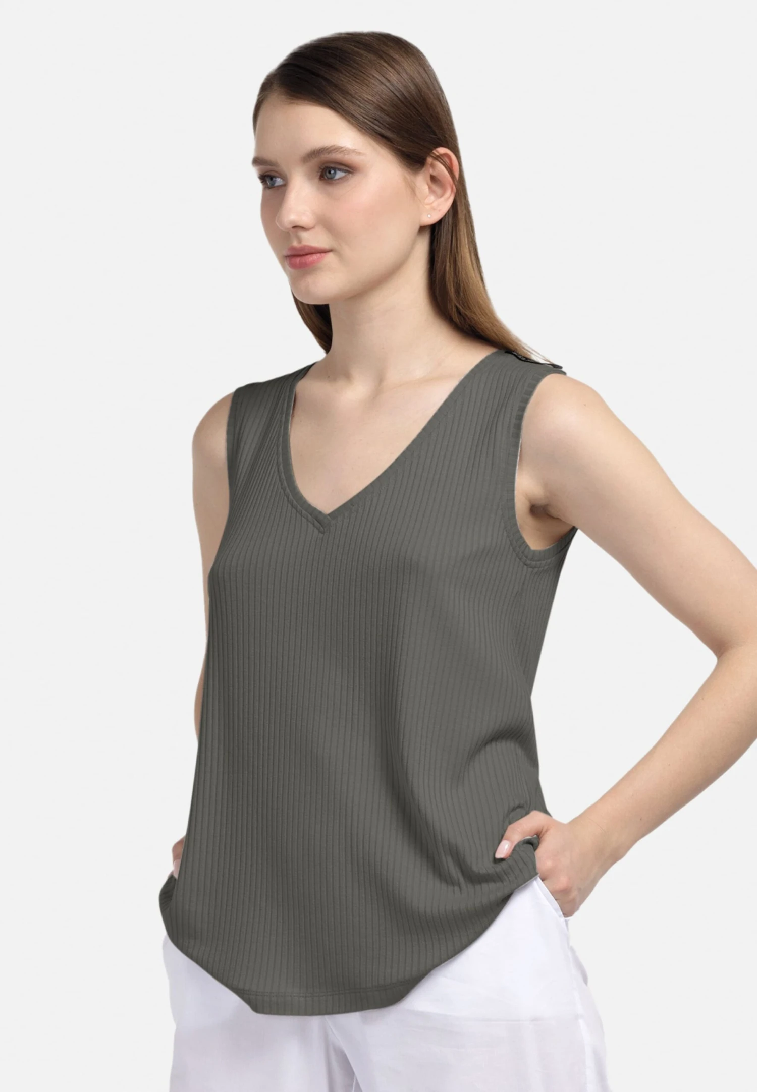 HELMIDGE Mouwloze Shirts Top Dames Groen 6 HELMIDGE Mouwloze Shirts Top Dames Groen - Afbeelding 4