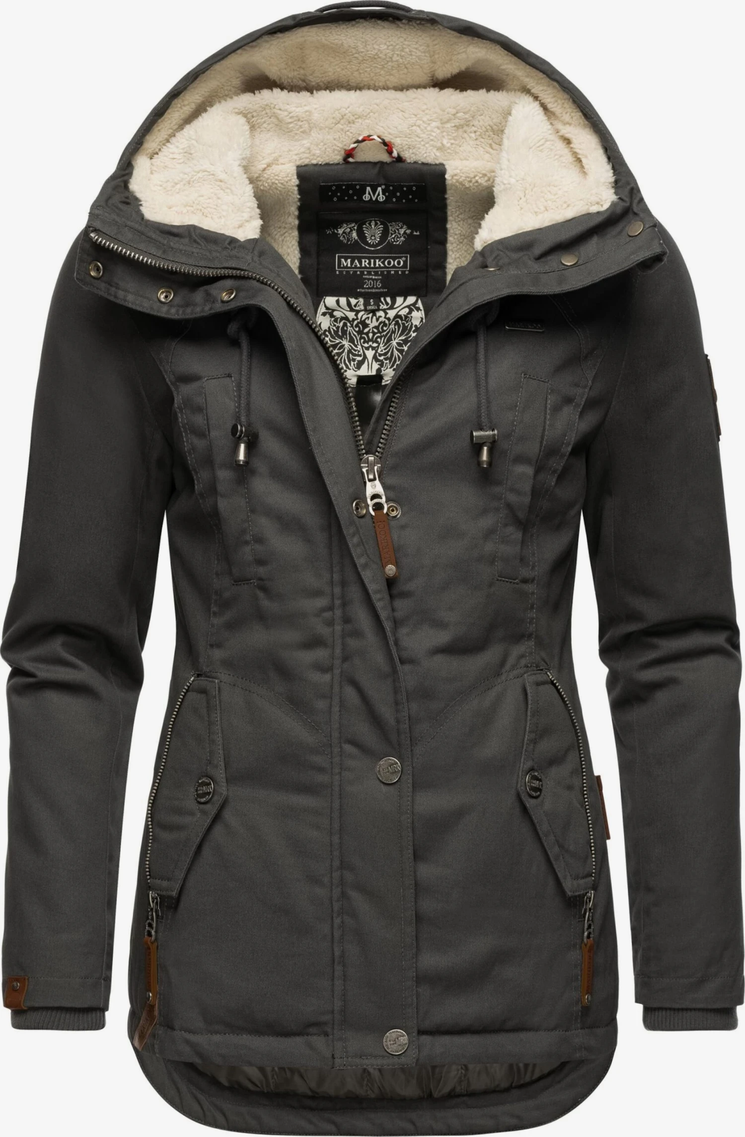 Marikoo Winterjassen Winterjas Bikoo Dames Donkergrijs 3 Marikoo Winterjassen Winterjas Bikoo Dames Donkergrijs