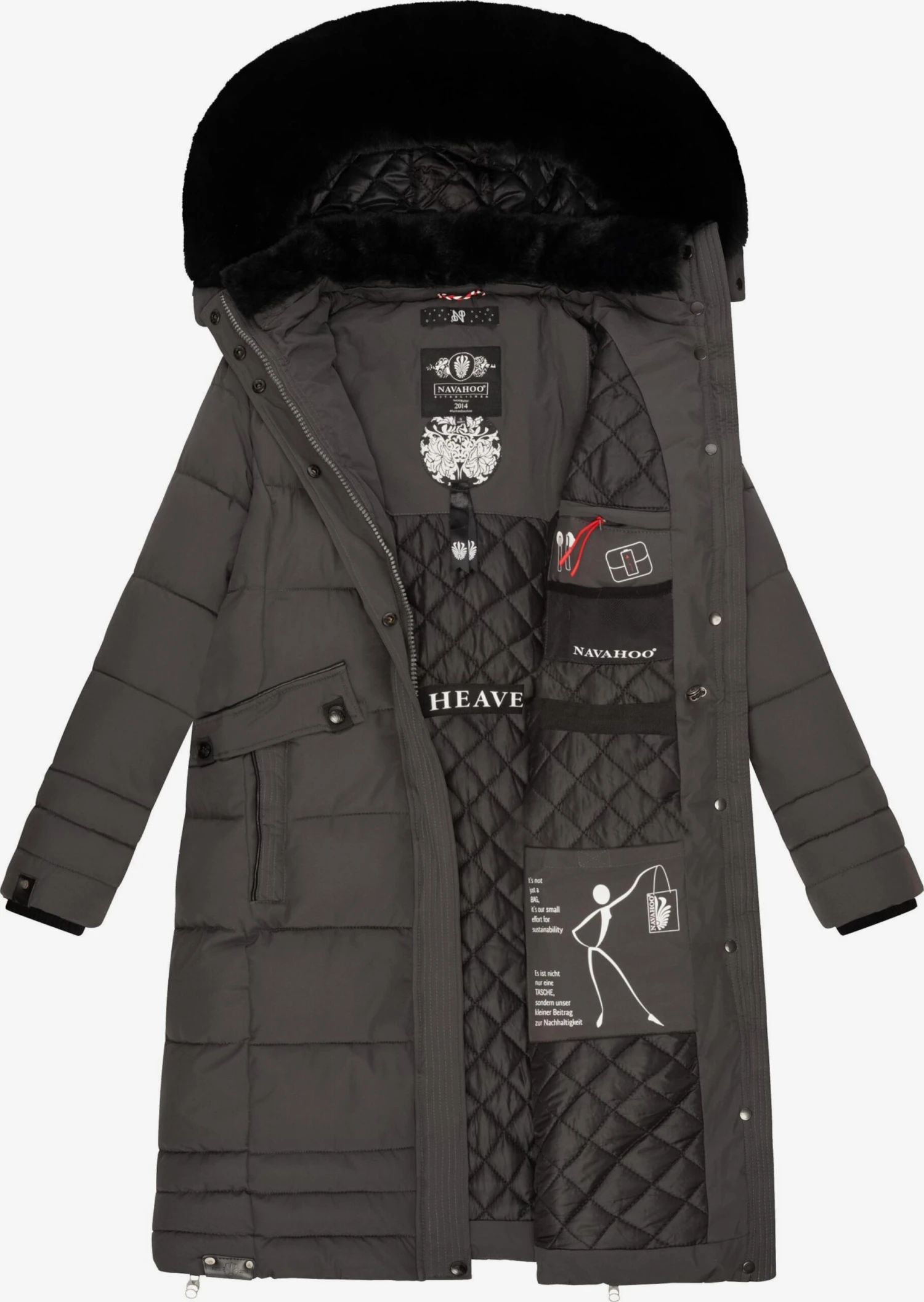 Navahoo Wintermantels Wintermantel Fahmiyaa Dames Antraciet 8 Navahoo Wintermantels Wintermantel Fahmiyaa Dames Antraciet - Afbeelding 6