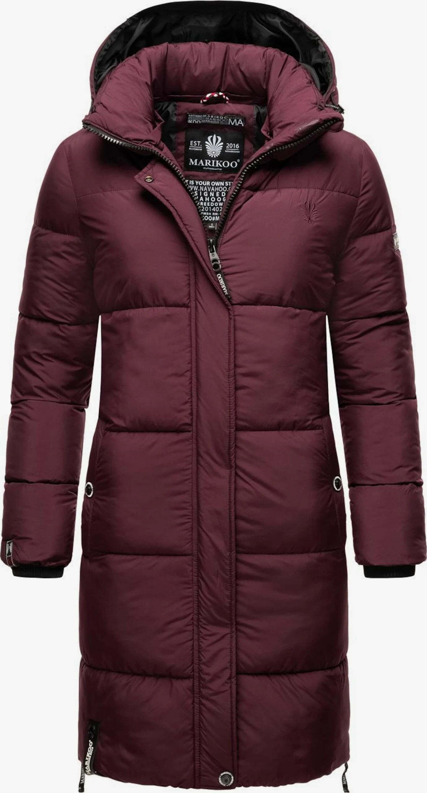 Marikoo Wintermantels Wintermantel Dames Kersrood 4 Marikoo Wintermantels Wintermantel Dames Kersrood - Afbeelding 2