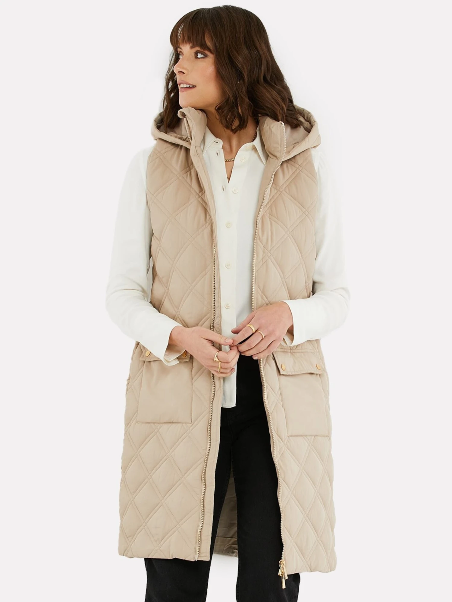 Threadbare Bodywarmers Bodywarmer Maggie Dames Taupe 4 Threadbare Bodywarmers Bodywarmer Maggie Dames Taupe - Afbeelding 2