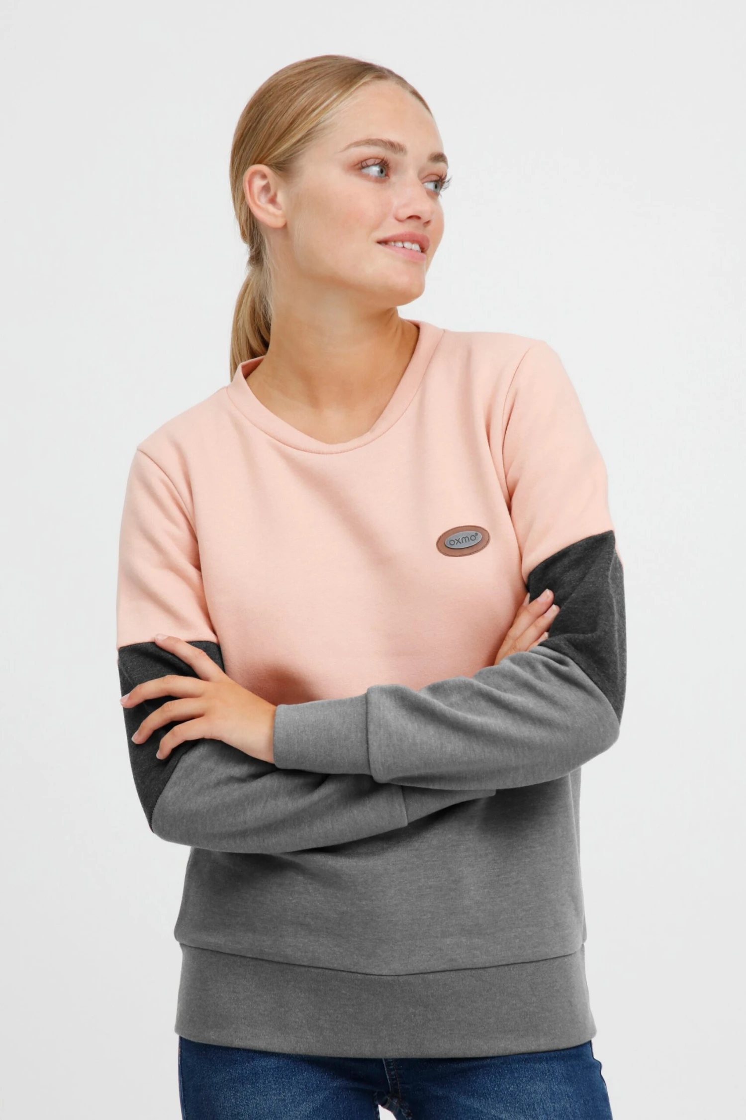 OXMO Sweatshirts Sweatshirt Trine Dames Donkergrijs / Grijs Gemêleerd / Rosa 4 OXMO Sweatshirts Sweatshirt Trine Dames Donkergrijs / Grijs Gemêleerd / Rosa - Afbeelding 2