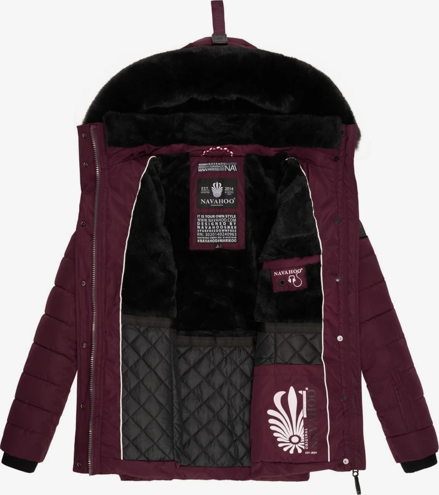 Navahoo Winterjassen Winterjas Milianaa Dames Aubergine 5 Navahoo Winterjassen Winterjas Milianaa Dames Aubergine - Afbeelding 3
