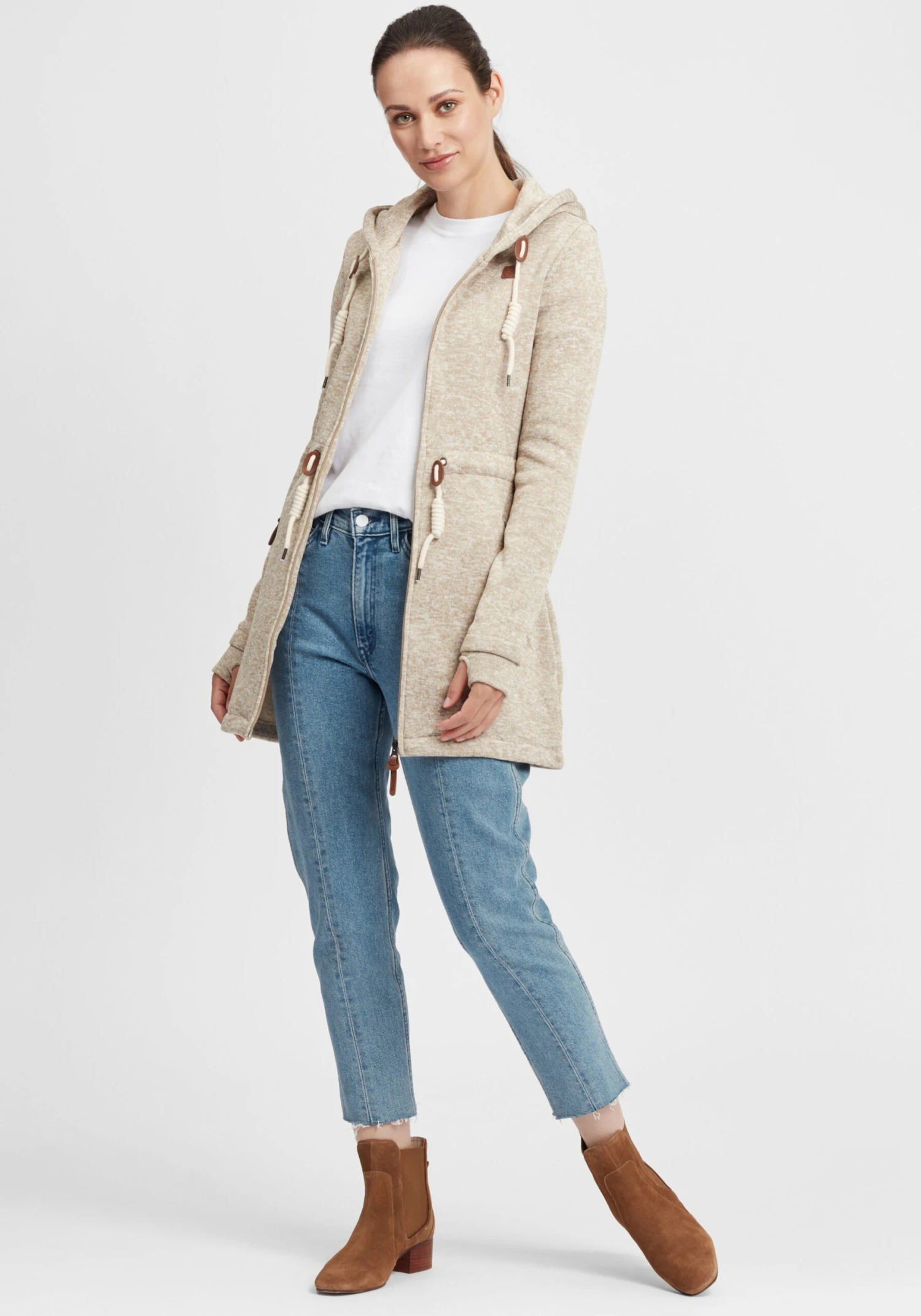 OXMO Sweatvesten Sweatvest Thora Dames Sand 5 OXMO Sweatvesten Sweatvest Thora Dames Sand - Afbeelding 3