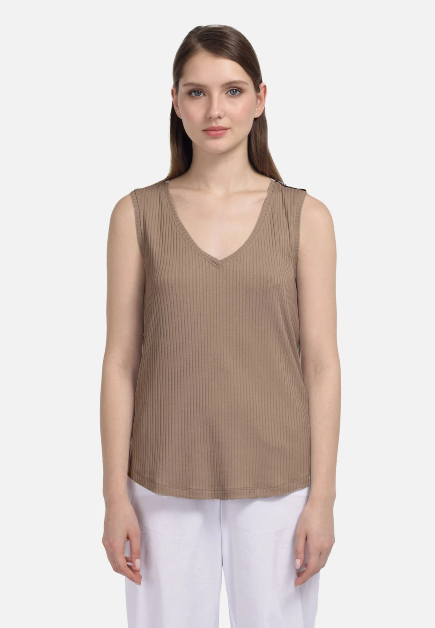 HELMIDGE Mouwloze Shirts Top Dames Beige 4 HELMIDGE Mouwloze Shirts Top Dames Beige - Afbeelding 2