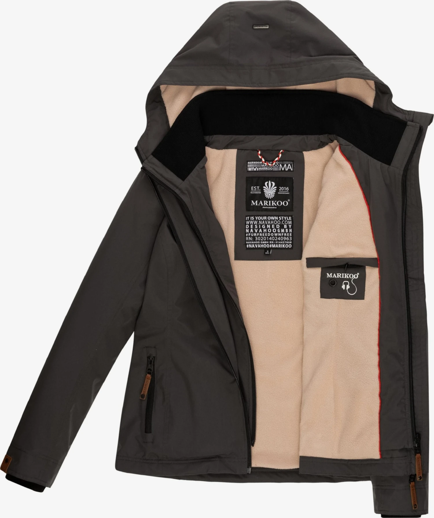 Marikoo Outdoor Jassen Functionele Jas Erdbeere Dames Antraciet 6 Marikoo Outdoor Jassen Functionele Jas Erdbeere Dames Antraciet - Afbeelding 4