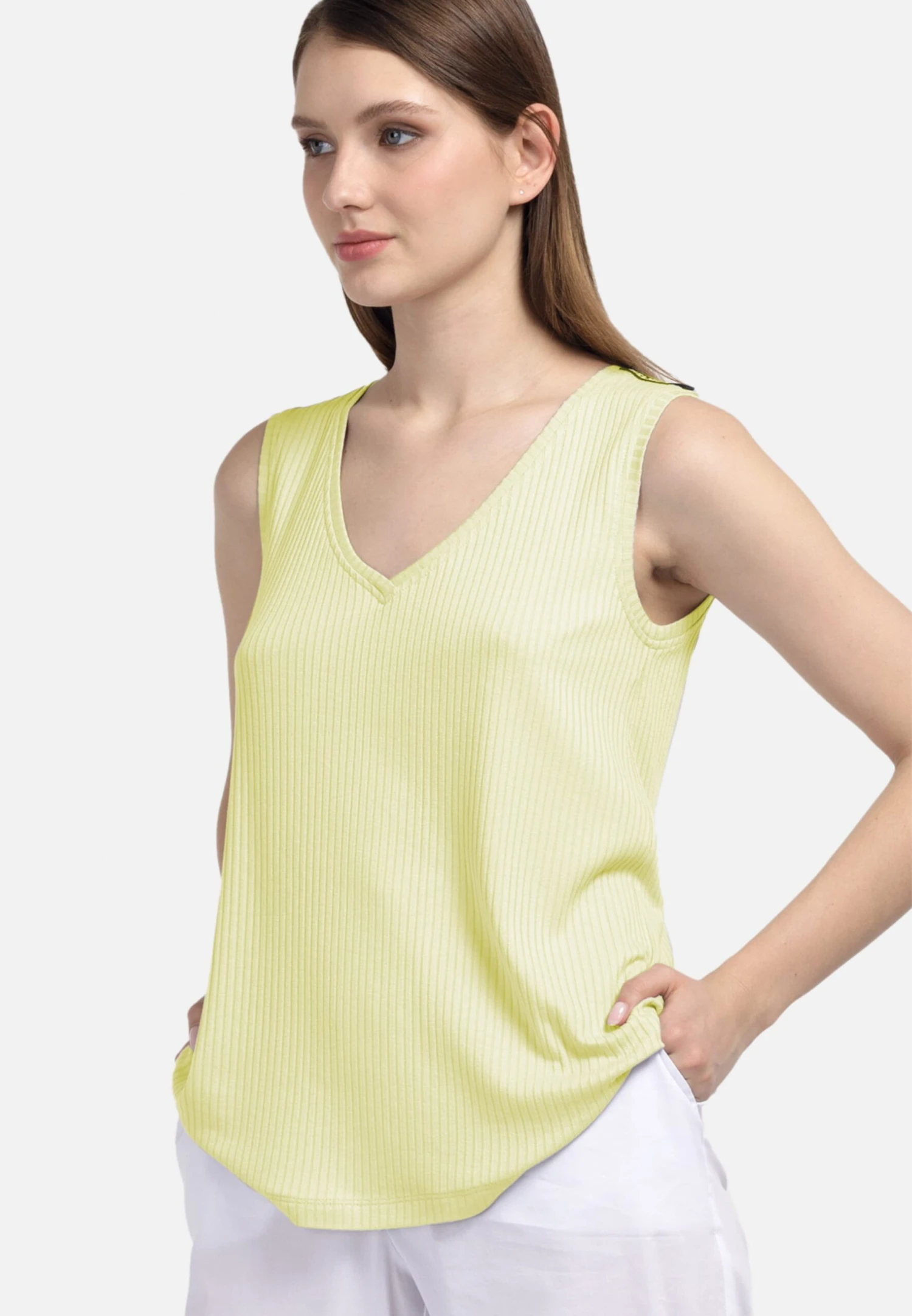 HELMIDGE Mouwloze Shirts Top Dames Geel 6 HELMIDGE Mouwloze Shirts Top Dames Geel - Afbeelding 4