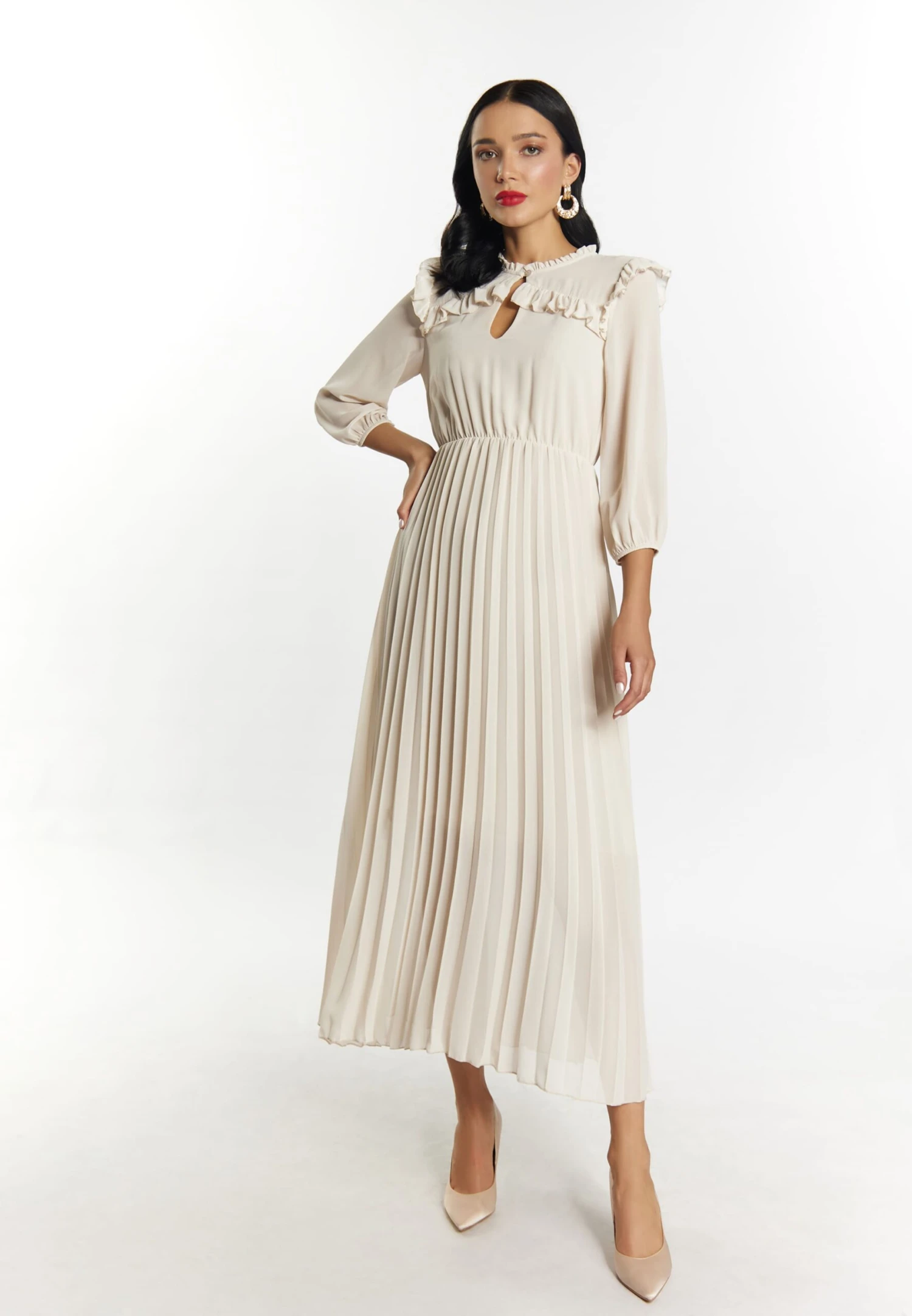 Faina Maxi Jurken Jurk Dames Wolwit 6 Faina Maxi Jurken Jurk Dames Wolwit - Afbeelding 4