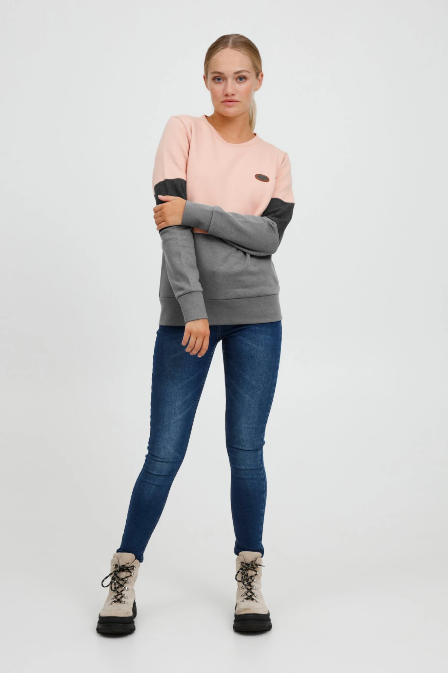 OXMO Sweatshirts Sweatshirt Trine Dames Donkergrijs / Grijs Gemêleerd / Rosa 5 OXMO Sweatshirts Sweatshirt Trine Dames Donkergrijs / Grijs Gemêleerd / Rosa - Afbeelding 3