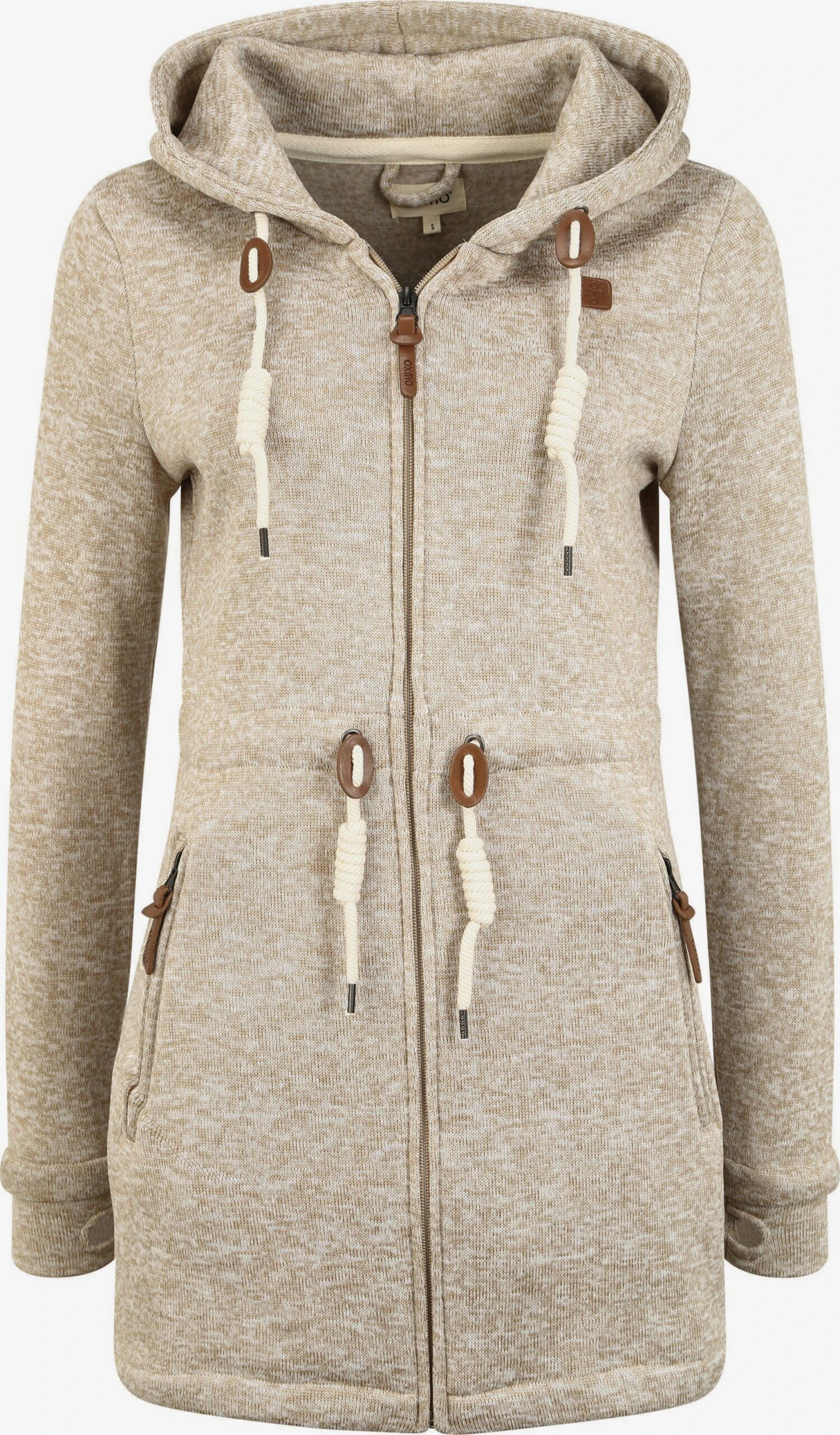 OXMO Sweatvesten Sweatvest Thora Dames Sand 3 OXMO Sweatvesten Sweatvest Thora Dames Sand