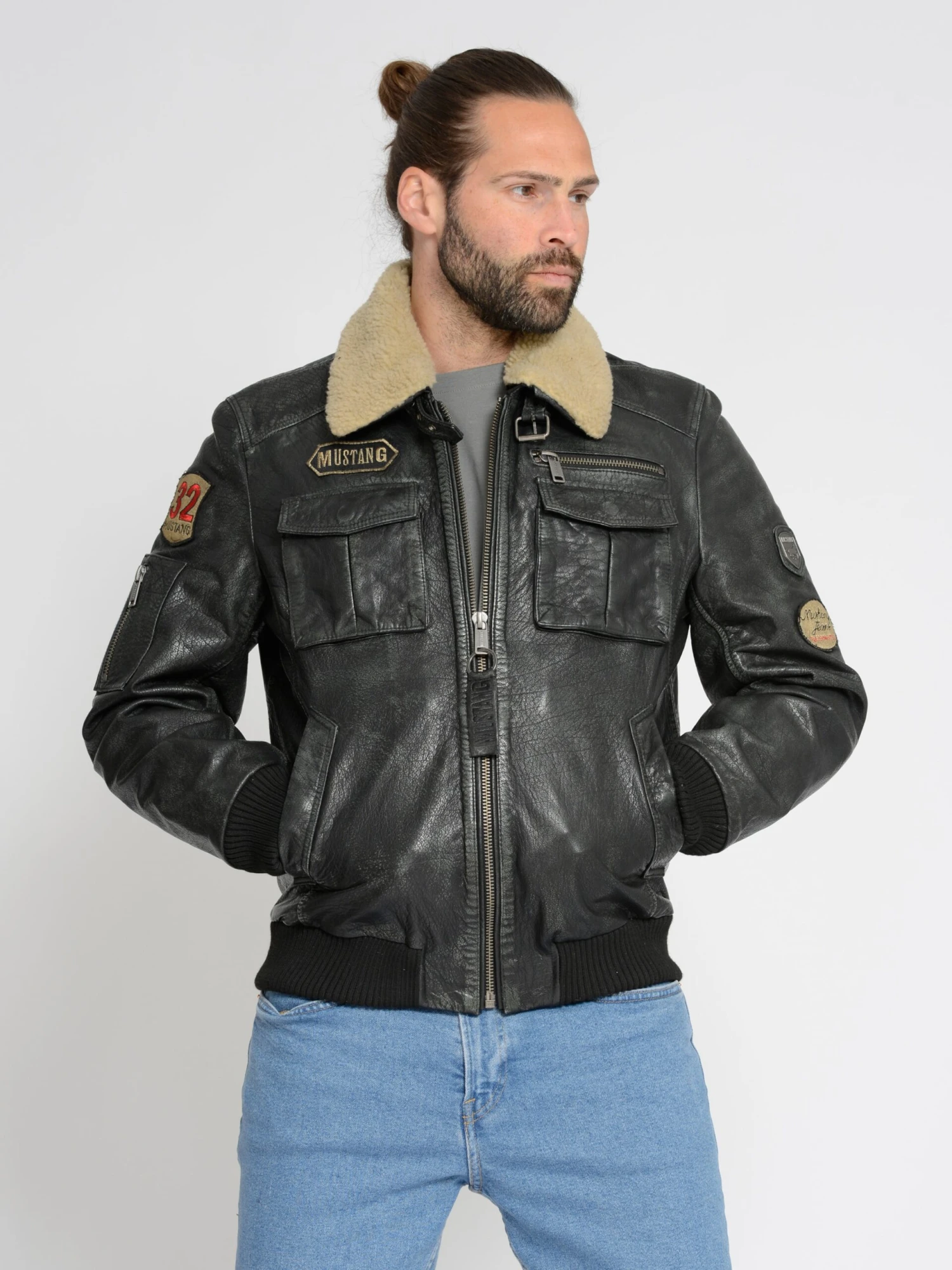 Mustang Leren Jassen Tussenjas Karlstad Heren Zwart 4 Mustang Leren Jassen Tussenjas Karlstad Heren Zwart - Afbeelding 2