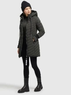 Khujo Wintermantels Wintermantel Nita Dames Kaki -Chique Kleding Winkel eb6a3d17a95c829327f54bda05574c6b